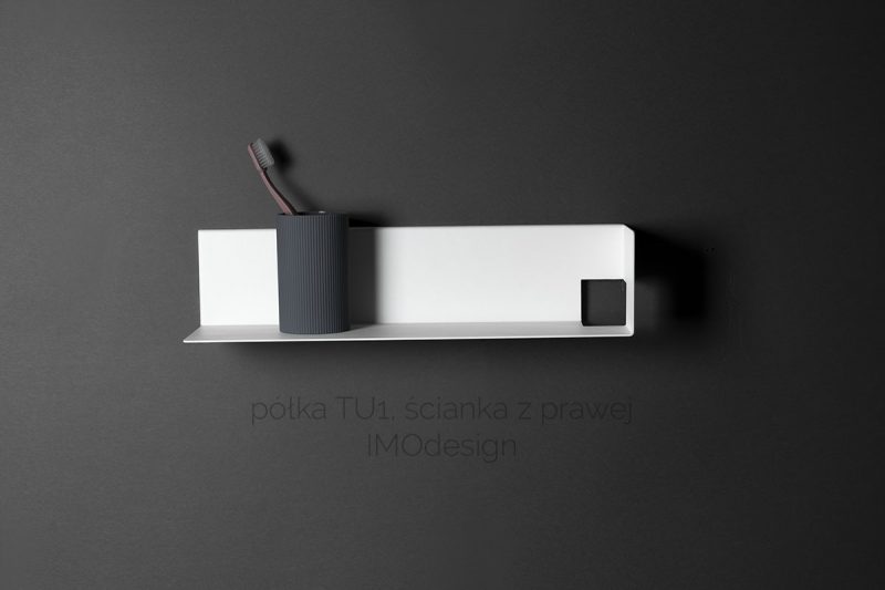 biała półka TU1 ścianka z prawej IMOdesign | Akcesoria łazienkowe - IMOdesign